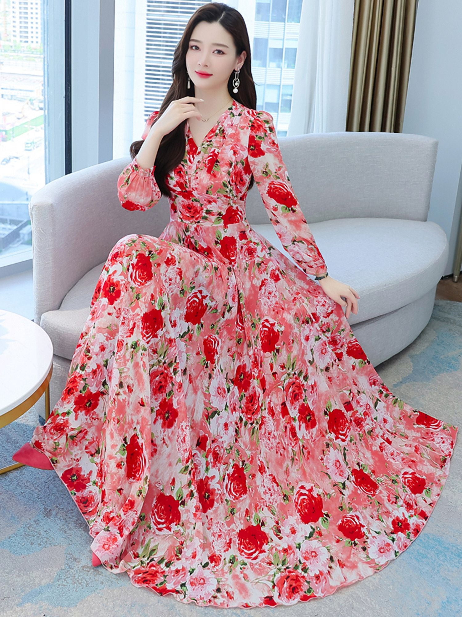 long sleeve forest green dress Forest Green Midi Dress M main image 1