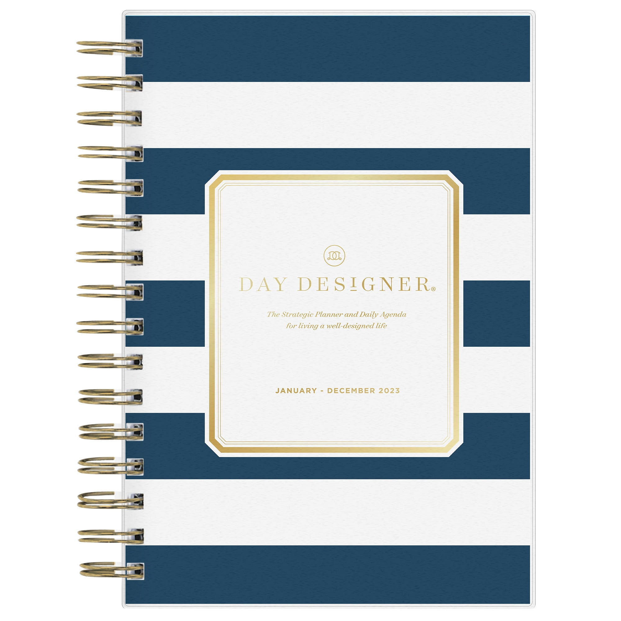 2023 Blue Sky Day Designer 5"" x 8"" Daily/Monthly Planner Navy/White