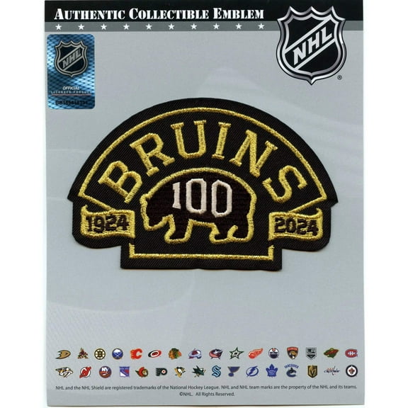 2023 Boston Bruins Team 100th Anniversary Season Logo Jersey Patch (Black  Gold)