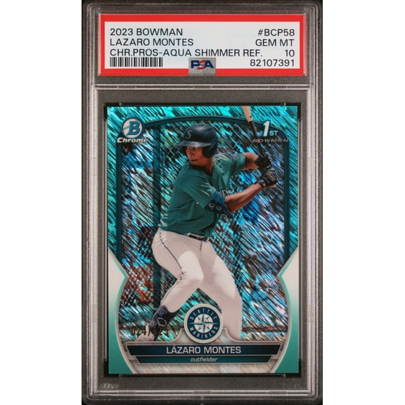 2023 Bowman Chrome Prospects Lazaro Montes Aqua Shimmer 24/125 PSA 10