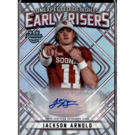 2023 Bowman Chrome University Early Risers Jackson Arnold Auto ER-8 09/99 Oklahoma Sooners Card