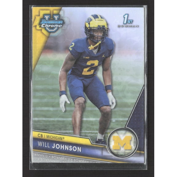 2023 Bowman Chrome University Refractor 1st Bowman Will Johnson #157 Michigan Wolverines Football Card