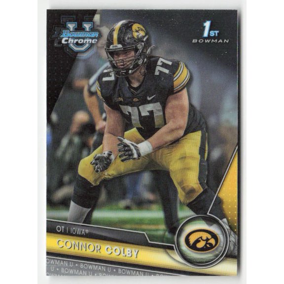 2023 Bowman University Chrome Connor Colby Iowa Hawkeyes #7 Football Card