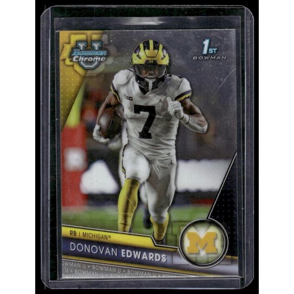 2023 Bowman University Chrome #42 Donovan Edwards Michigan Wolverines Football Card
