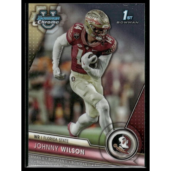 2023 Bowman University Chrome University of Florida State Seminoles Football Card 22 Johnny Wilson