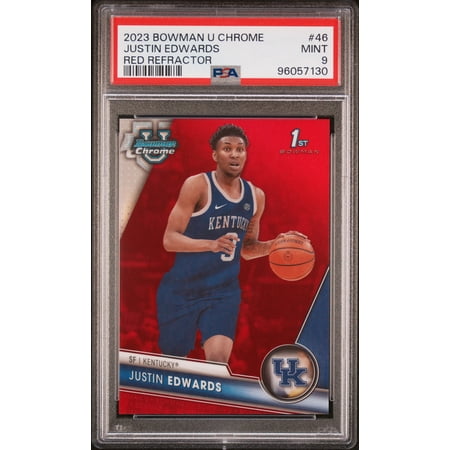 2023 Bowman University Chrome Red Refractor Justin Edwards #46 /5 PSA 9