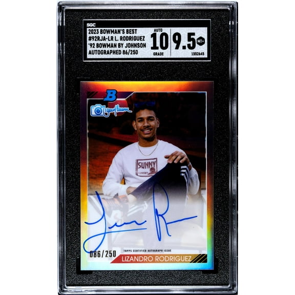 2023 Bowman's Best #92RJA-LR Lizandro Rodriguez '92 Bowman By Randy Johnson Auto. 86/250 SGC 9.5