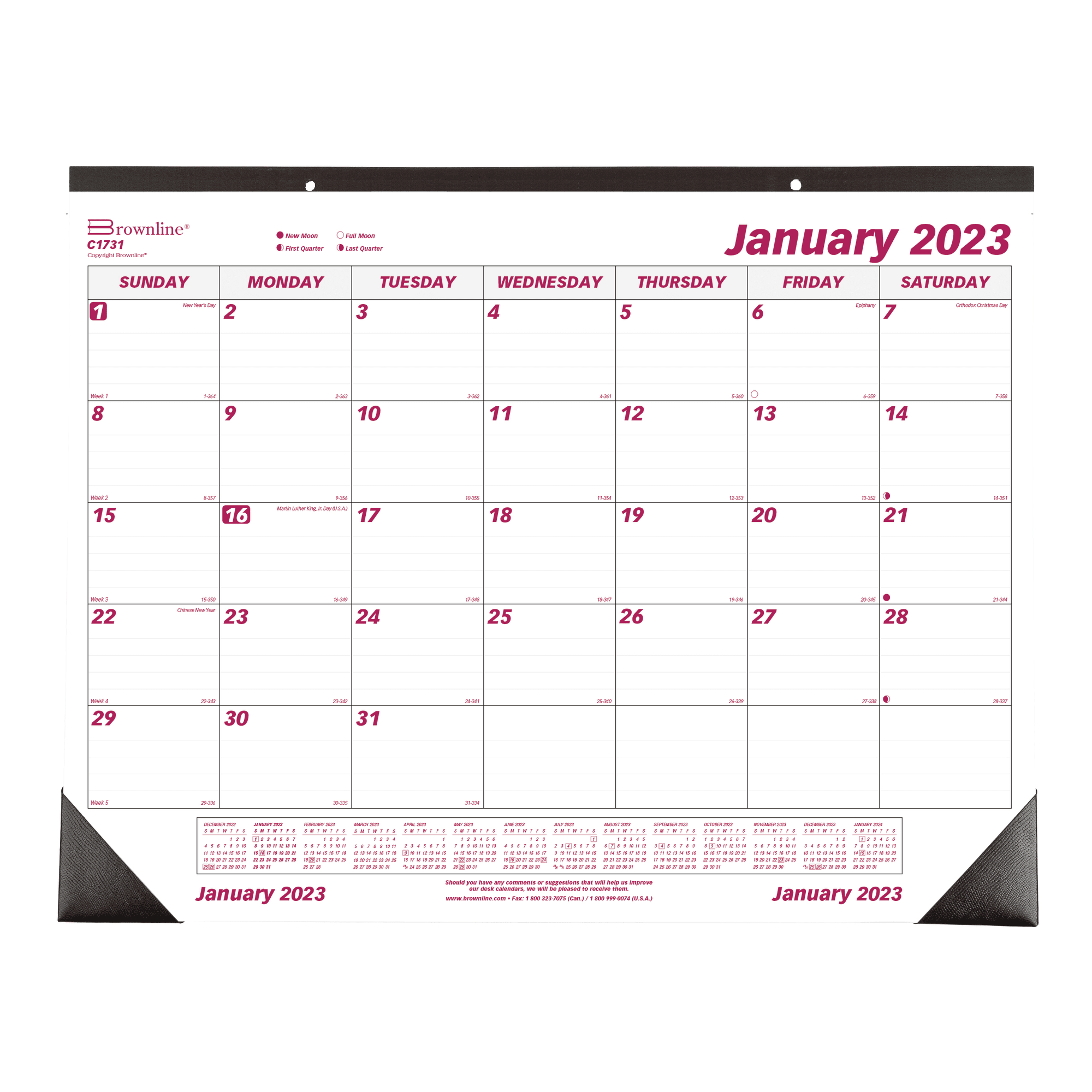 2023 Brownline 22 x 17 Monthly Desk Pad Calendar Chipboard (C1731