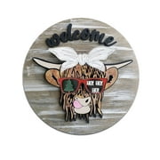 2023 Bull Head Style Choice Holiday Wreath Welcome Card Pendant Easter Christmas Farmhouse Decoration Home Door Hanging Wall Decor 1PC