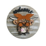 2023 Bull Head Style Choice Holiday Wreath Welcome Card Pendant Easter Christmas Farmhouse Decoration Home Door Hanging Wall Decor 1PC