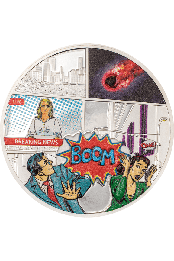 2023 CIT Tenham 1 oz High Relief Colorized Silver Coin w/ REAL Meteorite - 30388