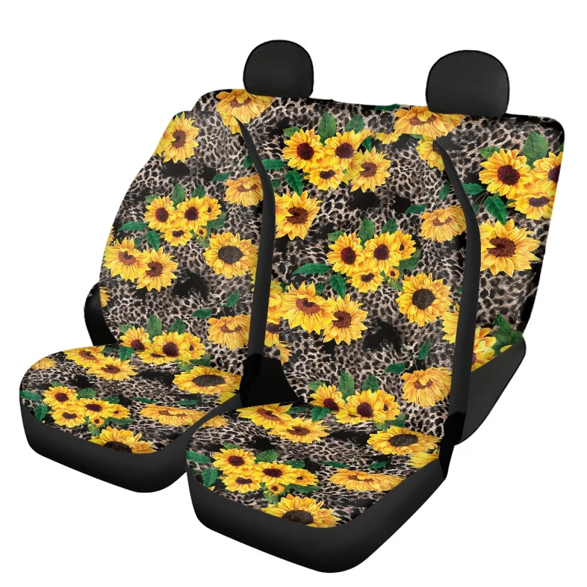 2023 Car Seat Cover Fit Most Vehicle Sunflower Leopard Nonslip Front