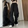 thumbnail image 1 of 2023 Cargo Pants Woman Relaxed Fit Baggy Clothes Black Pants High Waist Zipper Slim Drawstring Waist With Pockets Loose Plus Size Womans Parachute Pant Green Cargo Joggers Pants Dress Pants for Women, 1 of 3