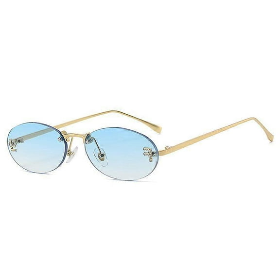 2023 Cat Eye Sun Glasses Female Outdoor Shopping Shades Rimless Driving Eyewear Glasses Retro Letter Oval Sun Glasses Shades