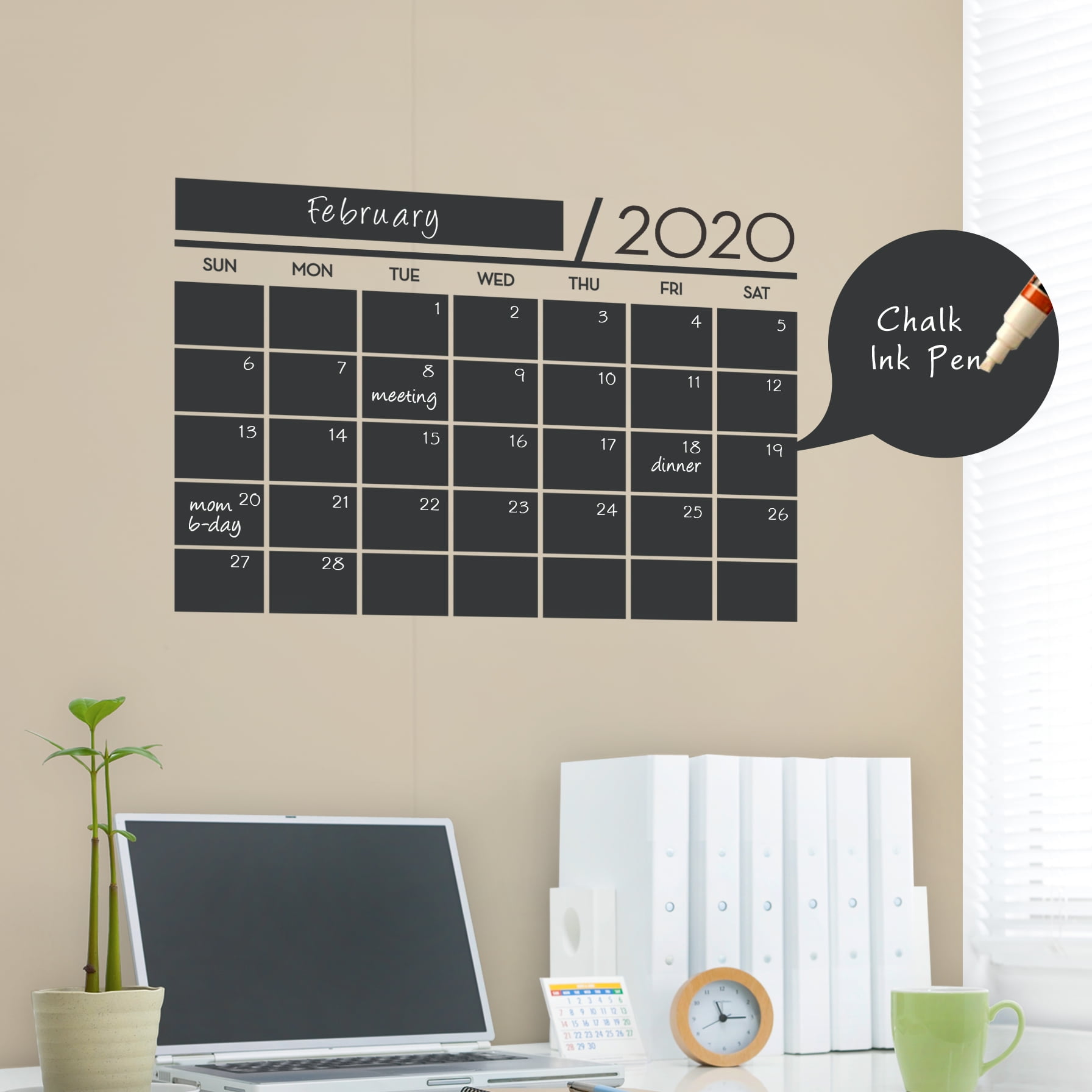 2023 Chalkboard Calendar Wall Decal - Small 22-Inch w x 15-Inch h
