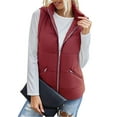 thumbnail image 1 of 2023 Charella Women's Sleeveless Hooded Puffer Vest Quilted Jackets Zip up Winter Coats Red,L, 1 of 7