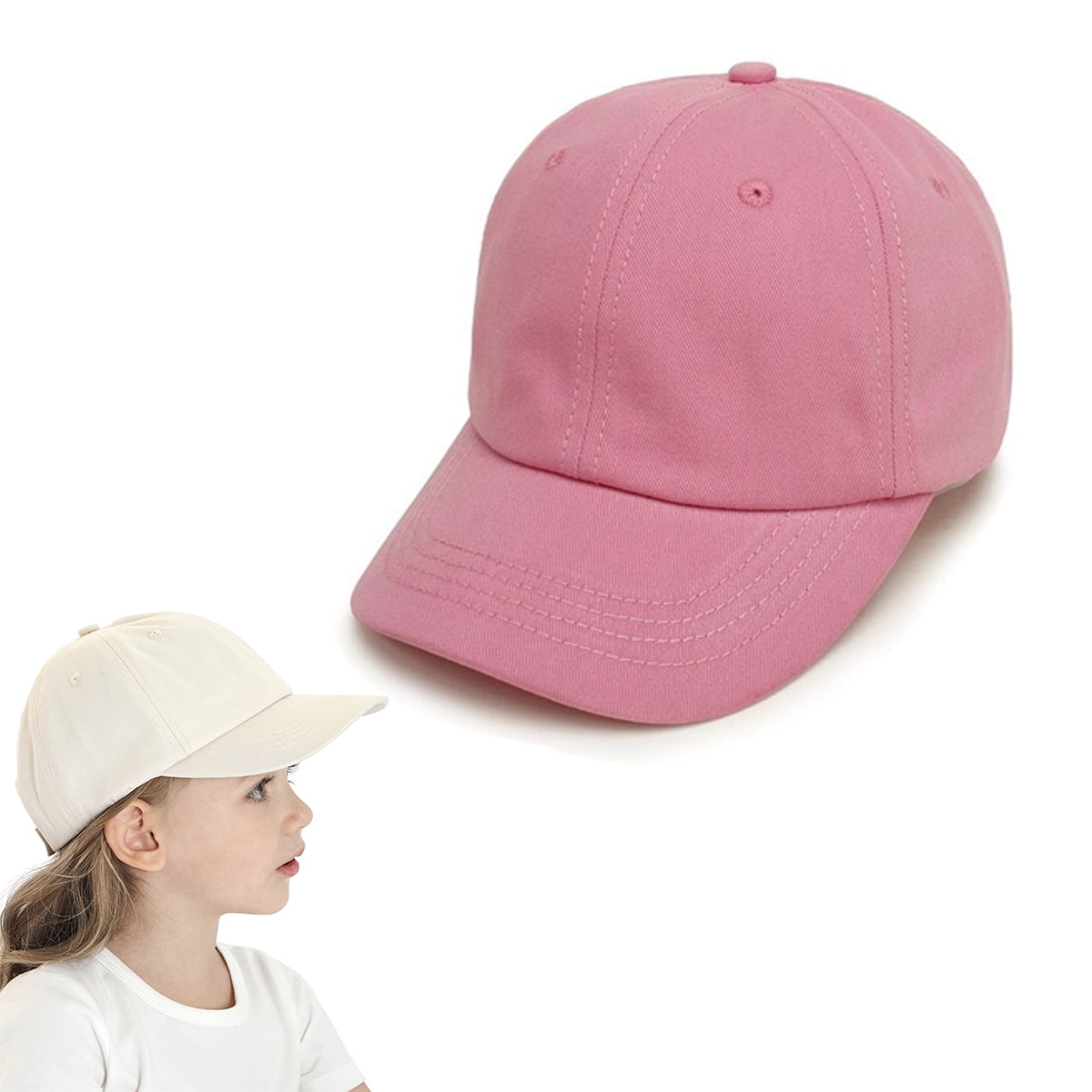 Adjustable Cotton Children s Baseball Cap For Boy Girl Kid Student Hats Solid Color Cute 52cm White Walmart Business Supplies