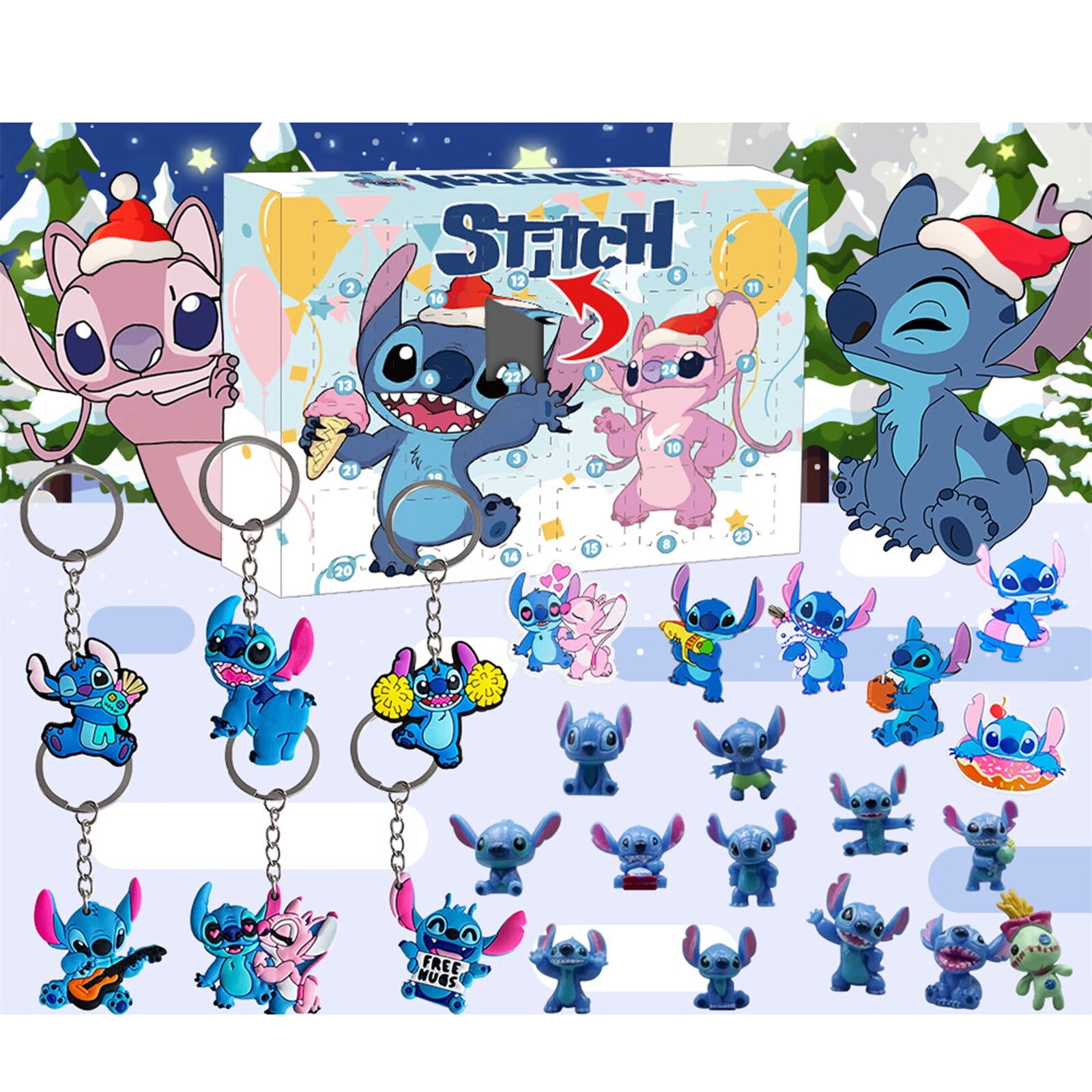 Stitch Christmas Doll Advent Calendar 2023 New Contains 24 Gifts Christmas  Toys+