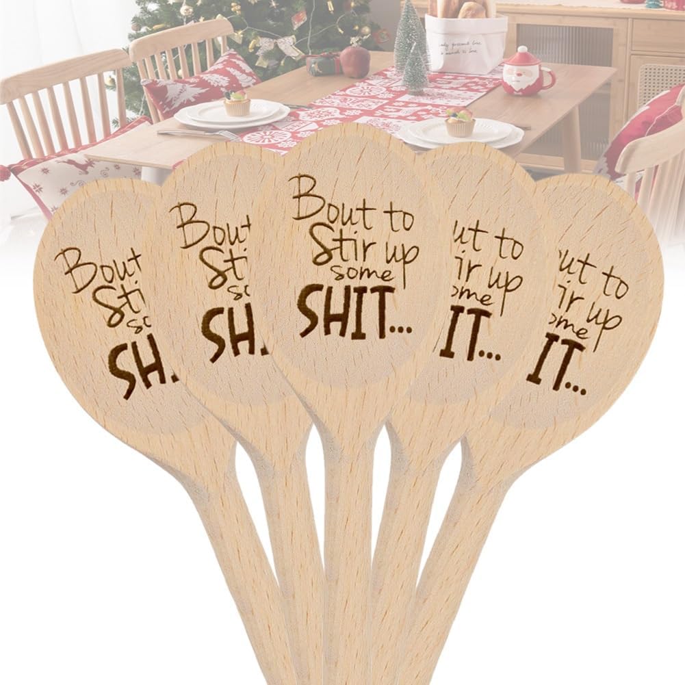 2023 Christmas Gift Funny Spoons Bout to Stir Up Some Shit Engraved