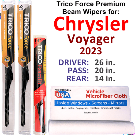 2023 Chrysler Voyager Performance Beam Wipers (Set of 3) w/Rear Wiper