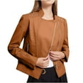 thumbnail image 1 of 2023 Clearance under $5 GaThRRgYP Leather Jackets for Women Plus Size,Women's Solid Color Long Sleeved Leather Jacket Zippered Jacket Pocket Women's Spring Short Jacket, 1 of 9