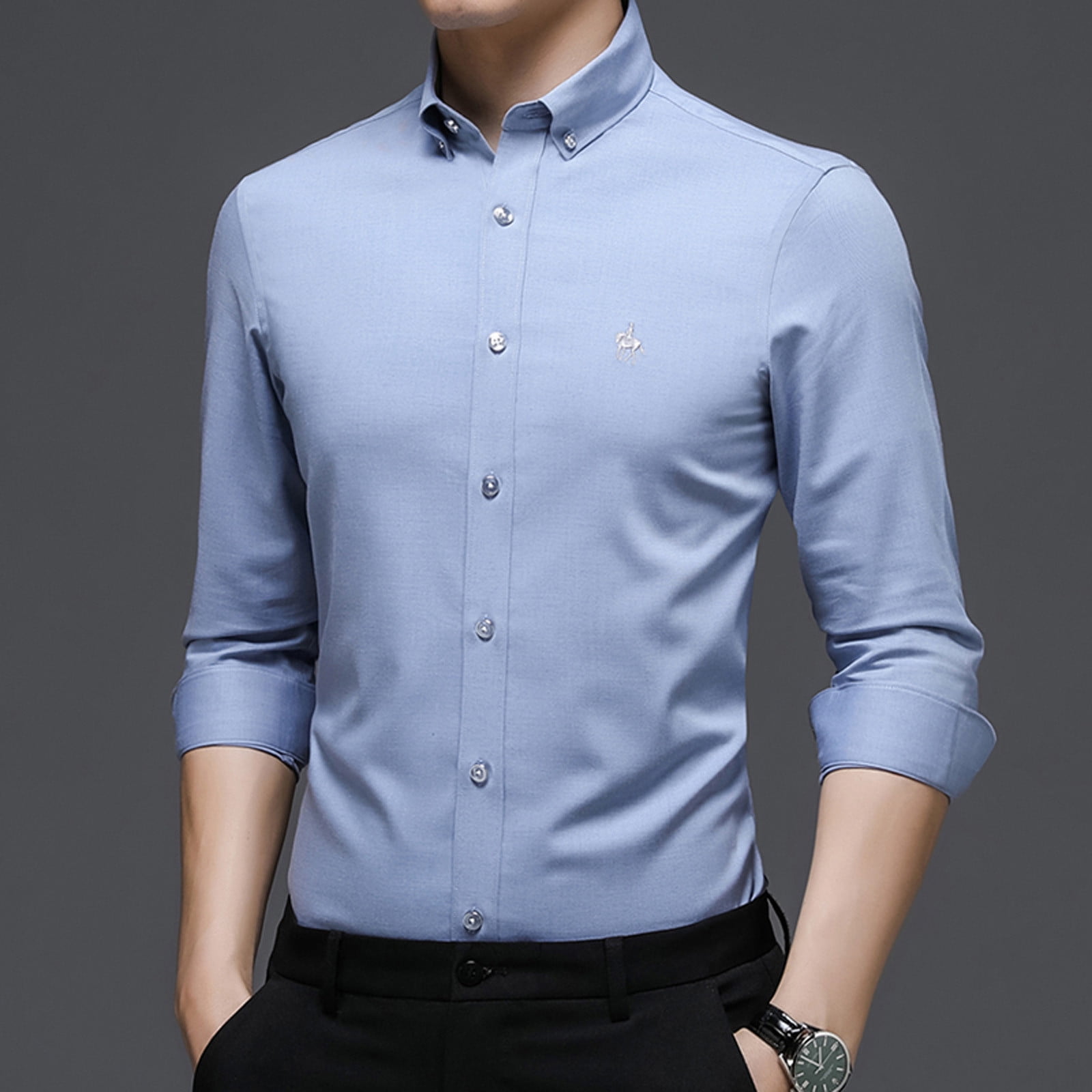 2024 Clearance Men's Big and Tall Dress Shirts,Slim Fit Button Down
