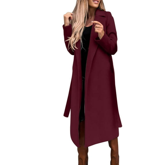 "Trendy!" Olyvenn Women's Autumn Winter Fashion Jacket Outwear Cardigan Slim Coat Overcoat Top Skinny Fit Casual Wine 12