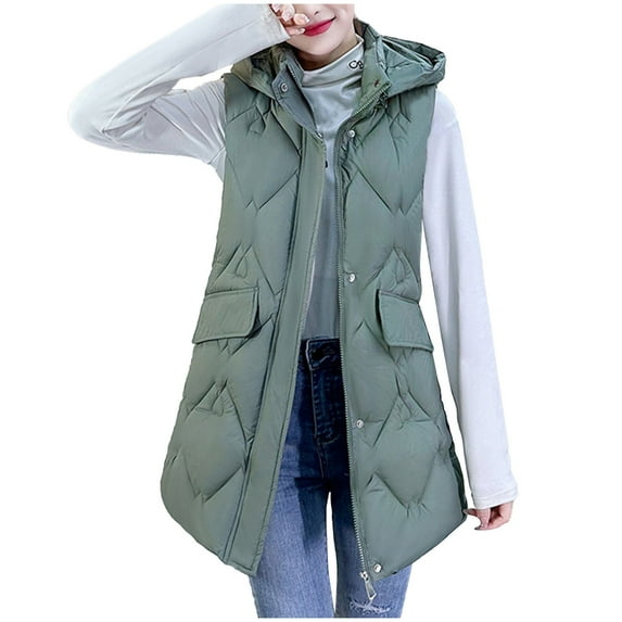 GaThRRgYP Cardigan for Women Plus Size,Fashion Women Pocket Coat Long Jacket Winter Sleeveless Down Cotton Waistcoat