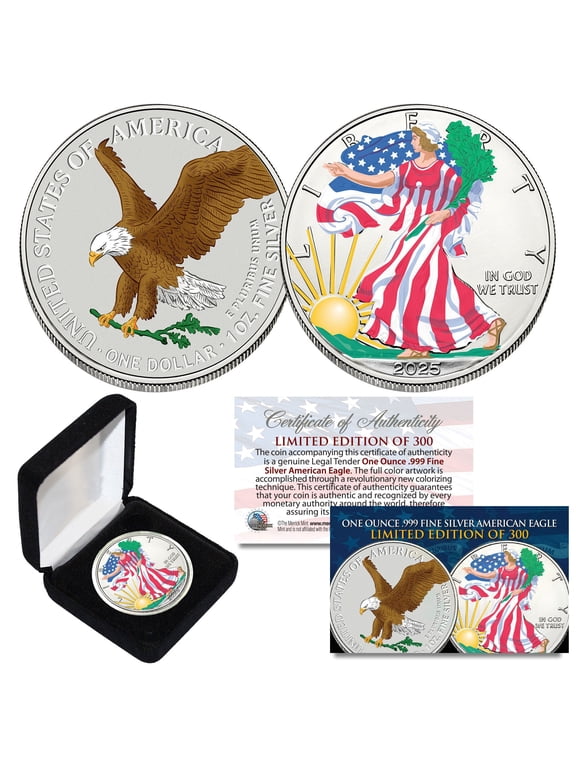 2025 American Eagle 1 oz .999 Silver Coin, 2-Sided Colorization, Ltd of 300