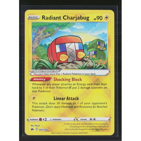 2023 Crown Zenith Radiant Charjabug Etched 51/159 Pokemon Trading Card English