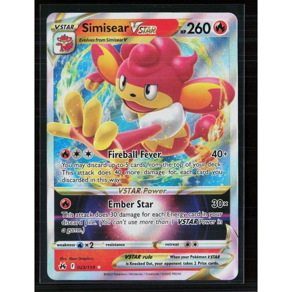 2023 Crown Zenith Simisear VSTAR Holo Rare 23/159 English Pokemon Card