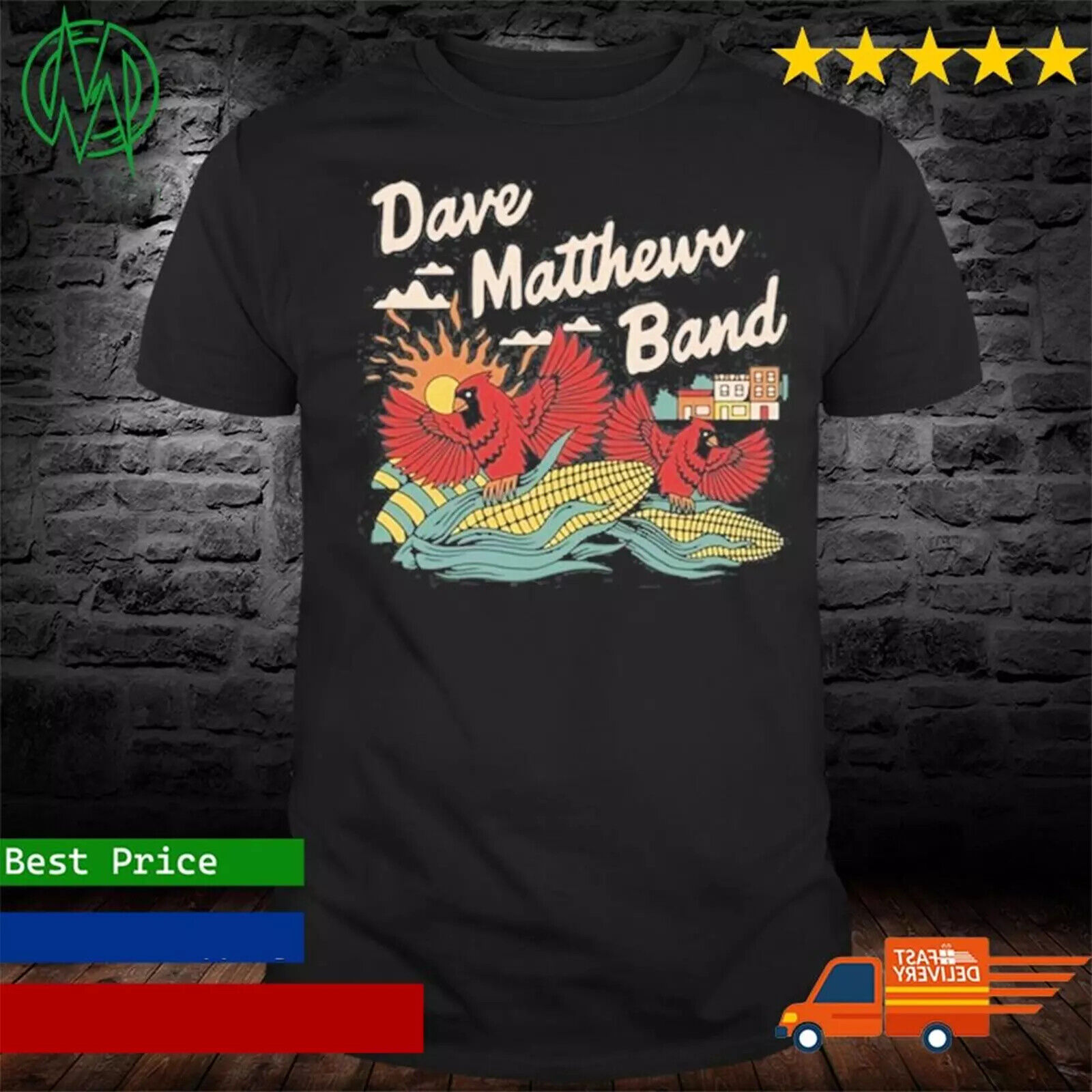 2023 Dave Matthews Band Tour T Shirt Short Sleeve Black S4XL NL2054