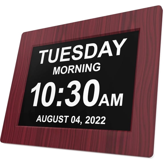 ? 2023? Dementia Clock Large Digital Clock for Seniors, Digital Clock Large Display with Custom Alarms, Clock with Day & Date for , Large Number Digital Clock Mahogany