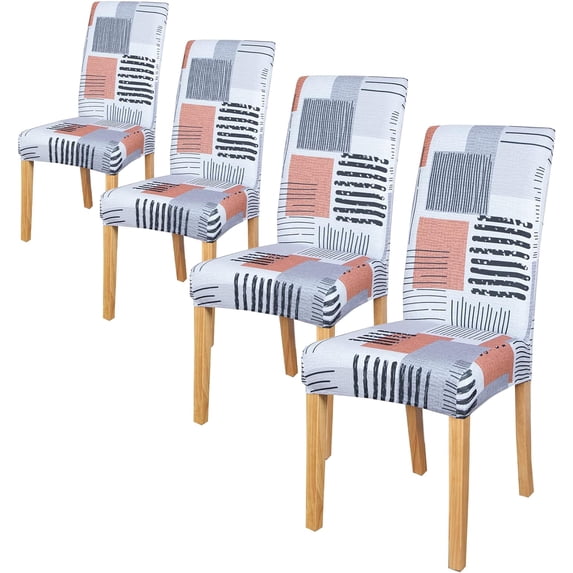2023 Dining Room Chair Covers, Soft Chair Covers for Dining Room, 4Pc Elastic Dining Chair Slipcover, Printed Parson Chair Protector Set of 4,6,8, Orange