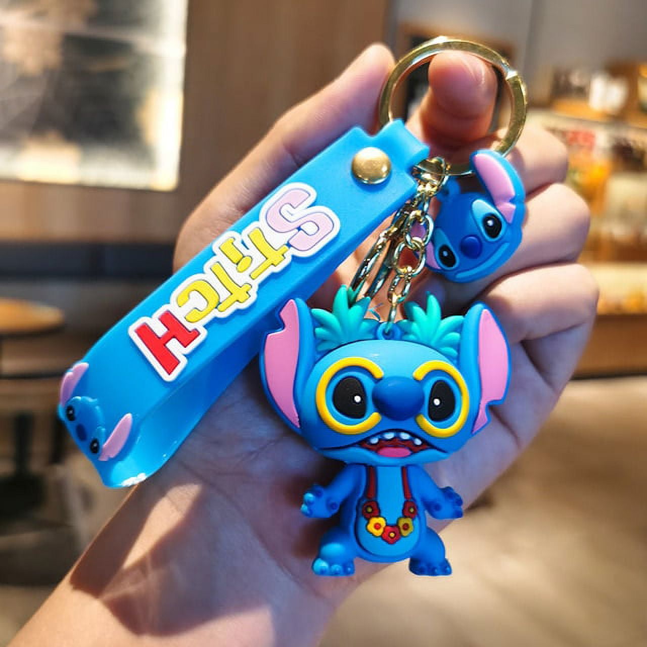 Creative Fashion Stitch Keychain Cute Blue Pink Monster Keyring Lilo &  Stitch Doll Key Chian Bag Children's Toy Birthday Gifts