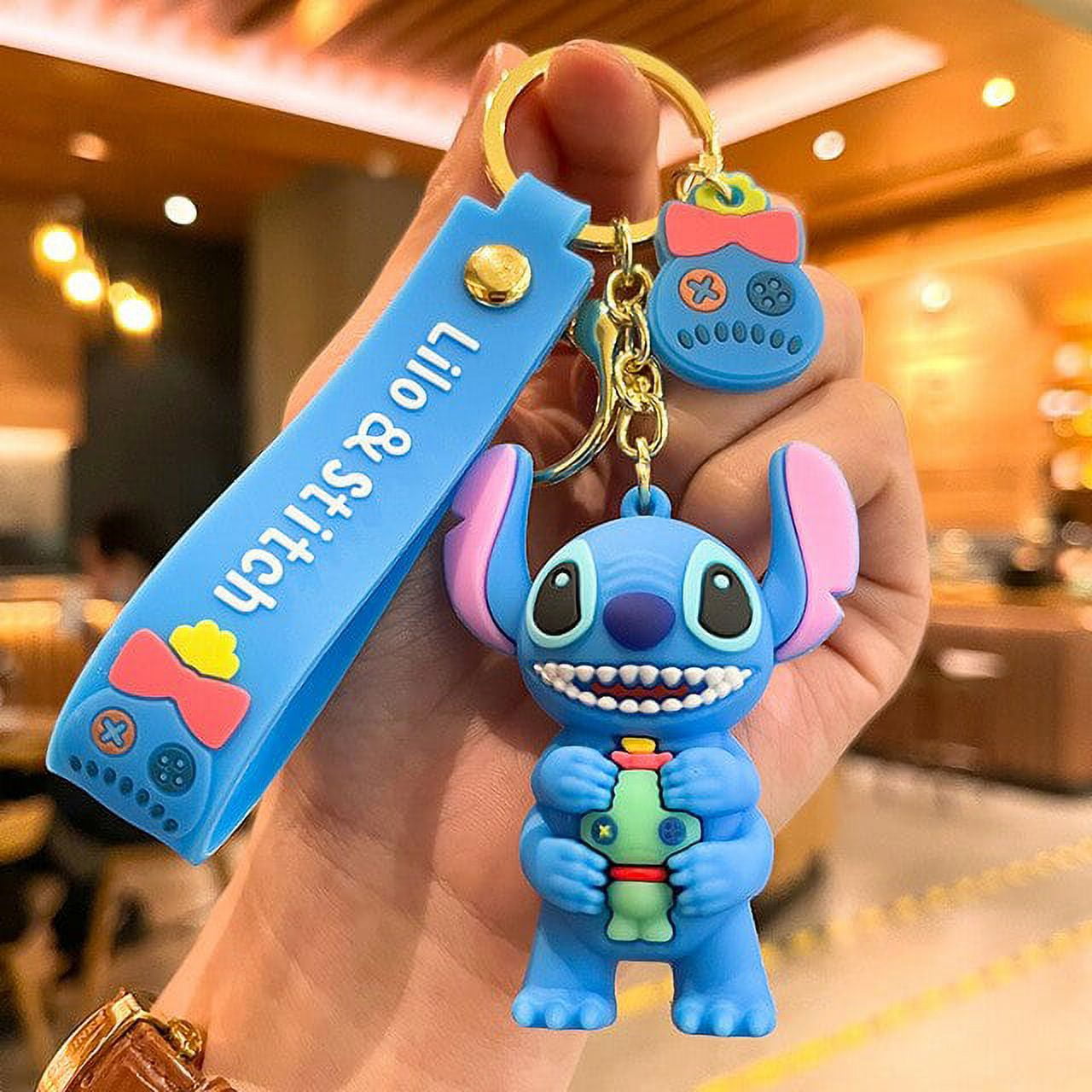 Disney Stitch Keychain Cartoon Lilo & Stitch Doll Keyring Children's Toy  Gift Couple Backpack Ornament Car Key Chain