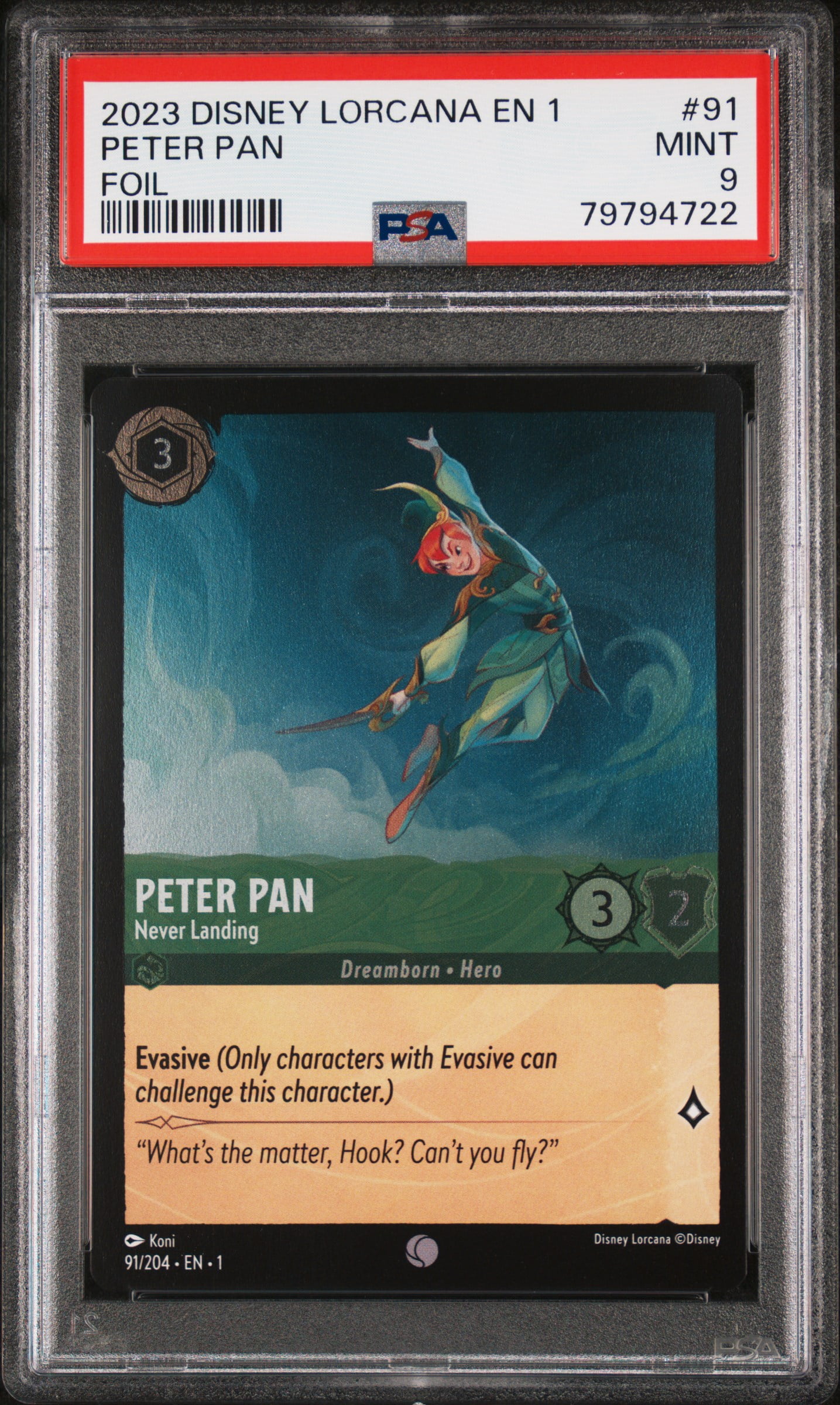 2023 Disney Lorcana EN 1 Peter Pan #91 Foil PSA 9 - Walmart.com