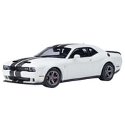 2023 Dodge Challenger SRT Super Stock Knuckle White with Carbon Stripes 1/18 Model Car by Autoart
