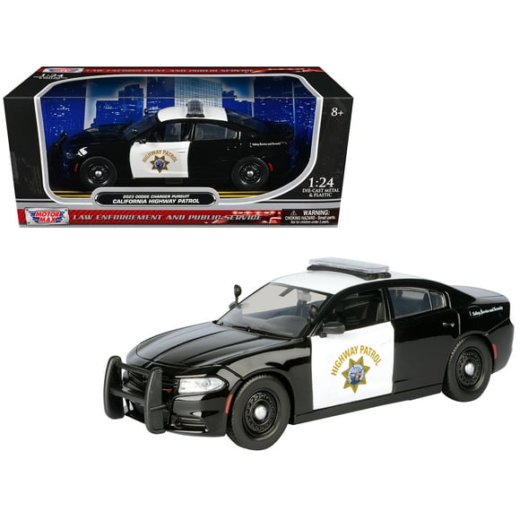 2023 Dodge Charger Pursuit Police Car Black and White "Law Enforcement and Public Service" 1/24 Diecast Model Car by Motormax