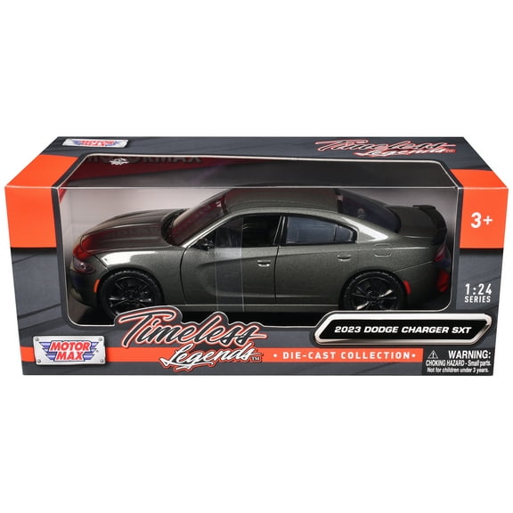2023 Dodge Charger SXT Gray Metallic "Timeless Legends" Series 1/24 Diecast Model Car by Motormax