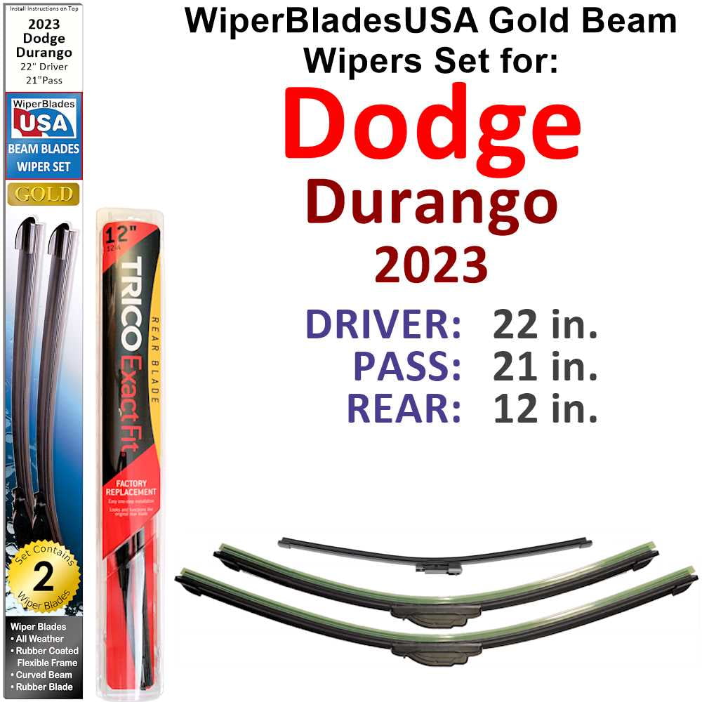 2023 Dodge Durango Beam Wiper Blades Wipers WBUSA (Set of 3) w/Rear