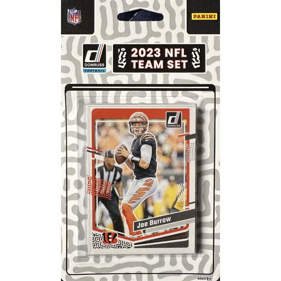 Cincinnati Bengals 2023 Donruss Factory Sealed 13 Card Team Set Featuring Joe Burrow and Ja'Marr Chase Plus Rated Rookie Cards of Charlie Jones, Chase Brown, DJ Turner and Myles Murphy