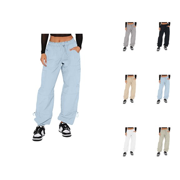 2023 European And Women's Relaxed Tie Pocket Straight Leg Casual Pants Capri For Women Casual Summer
