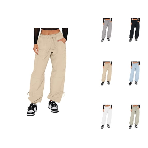 2023 European And Women's Relaxed Tie Pocket Straight Leg Casual Pants Womens Capris Casual
