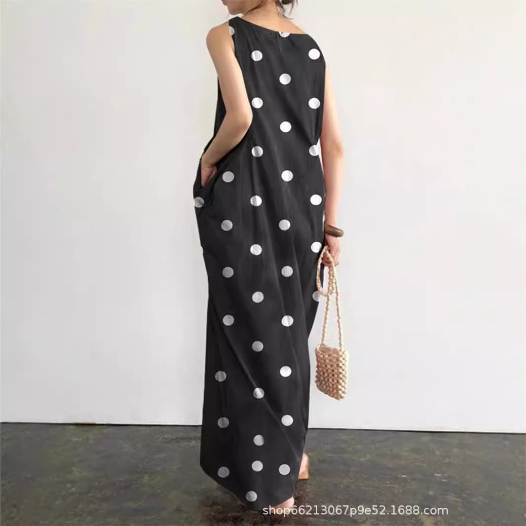 2023 European and American Summer New Women‘s Long Skirt Polka Dot