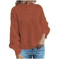 thumbnail image 1 of 2023 Fall Long Sleeve Sweaters for Women, Women's Crew Neck Cable Knit Pullover Casual Loose Oversized Chunky Sweater Jumper Tops Solid Color S-XXL, 1 of 6