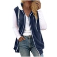 thumbnail image 1 of 2023 Fall Winter Fleece Sleeveless Vest for Women Solid Zipper Drawstring Hooded Coat Soft Cozy Warm Plus Size Outwewear, 1 of 5