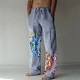 thumbnail image 1 of 2023 Fashion Casual Sweatpants for Men Wide Leg Pants Printed Lace-up Plus Size Sweatpants Full Length Pants Men's Sports Pants on Clearance, 1 of 5