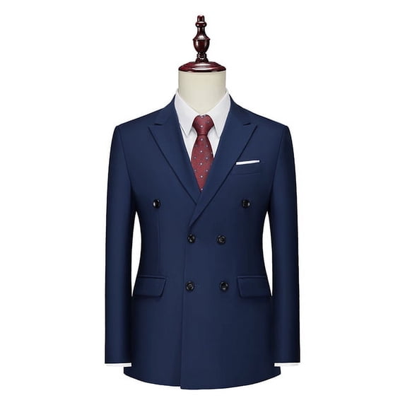 2023 Fashion  Men‘s Casual Boutique Slim Double Breasted Solid Color Business Wedding Suit Blazers Dress Jacket Coat