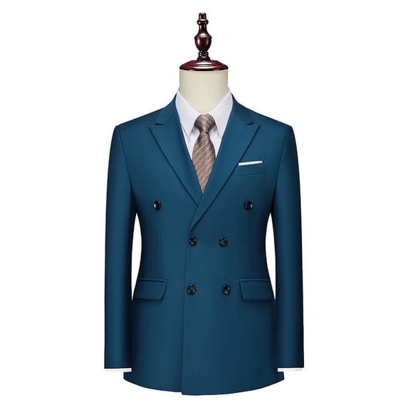 2023 Fashion Men‘s Casual Boutique Slim Double Breasted Solid Color Business Wedding Suit Blazers Dress Jacket Coat